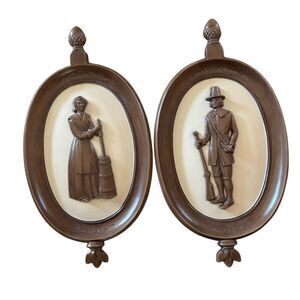 Syroco 1960 Pilgram Couple Wall Hangings